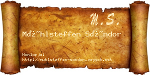 Mühlsteffen Sándor névjegykártya